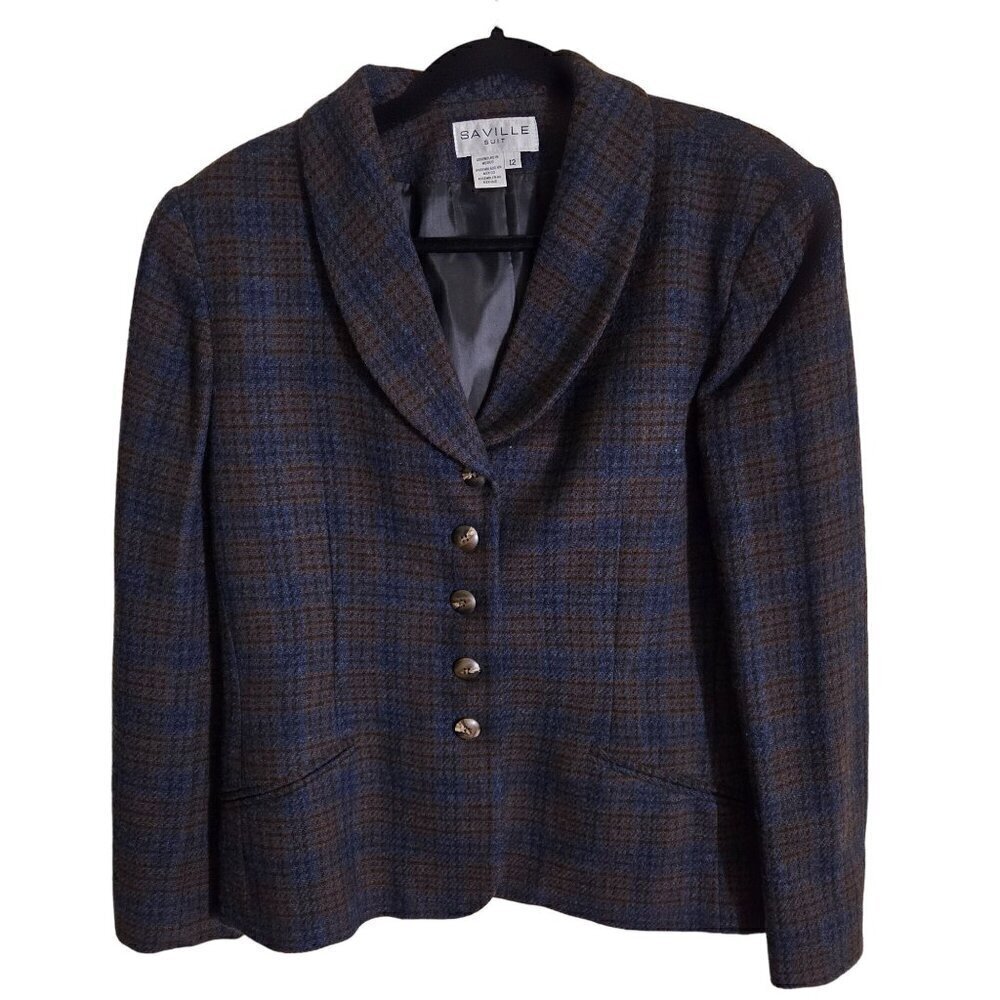 Savile Suit NWT Vintage Deadstock Plaid Pure Wool  Blazer Size 10